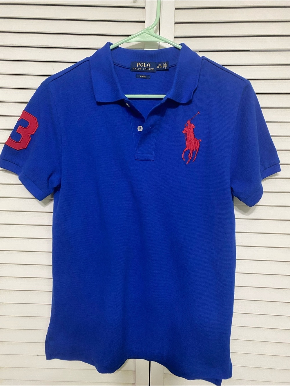 Polo Ralph Lauren Blue Polo Shirt With Large Pony Logo Size Kids Large 14-16